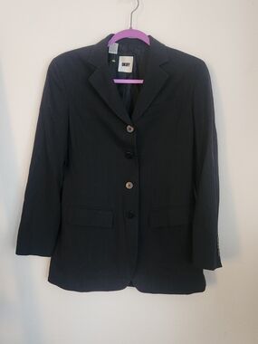 DKNY Black Pinstripe Single-Breasted Blazer